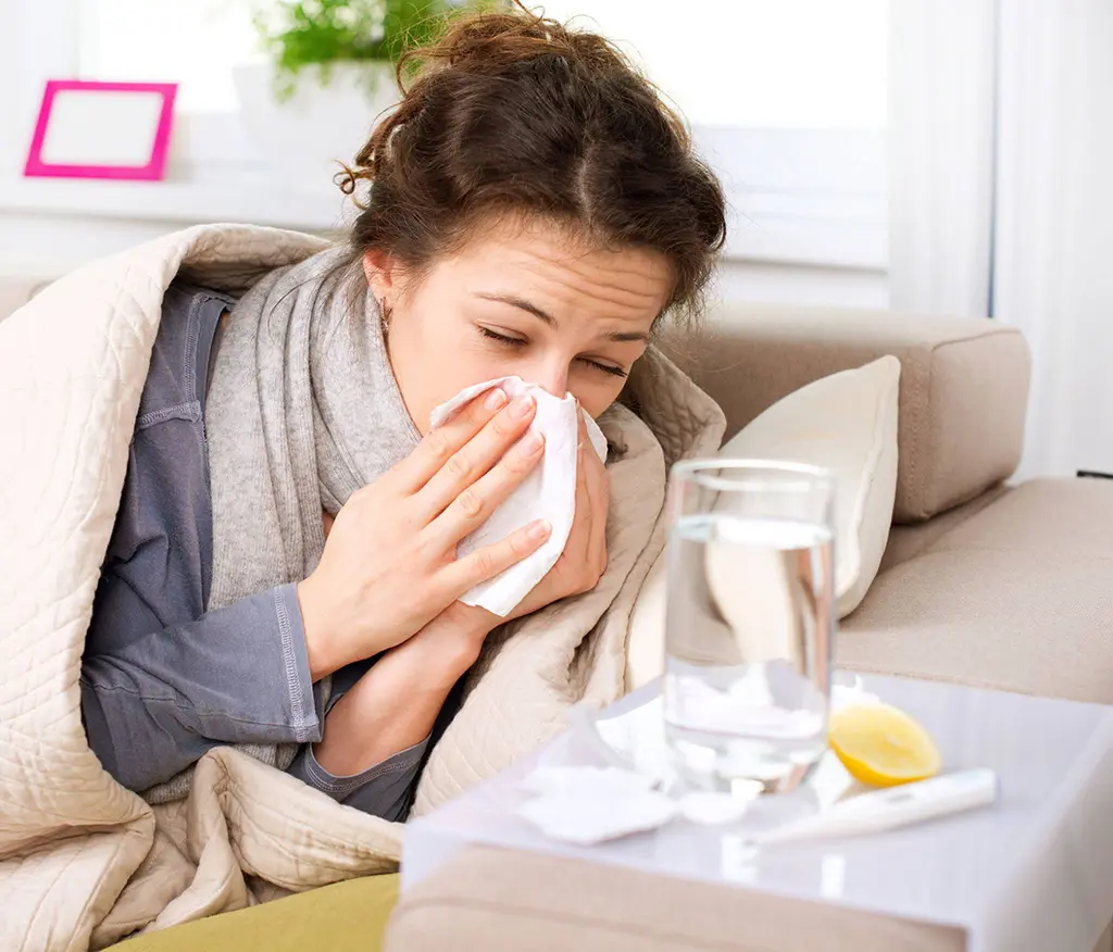 woman sick with cold