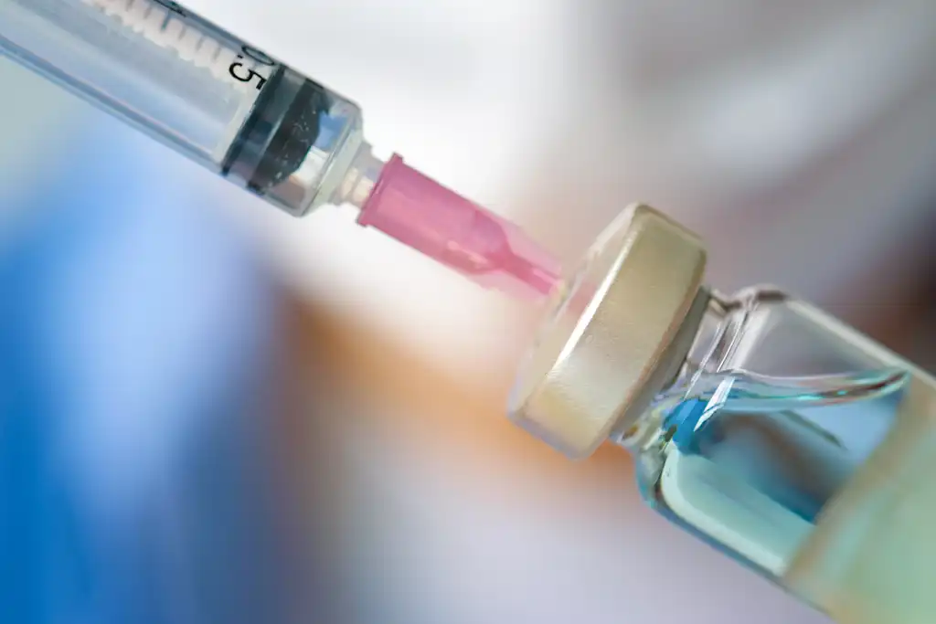 close up of needle in syringe